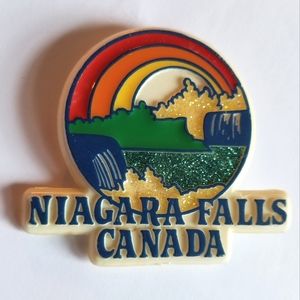 Vintage Niagara Falls brooch glitter rainbow plastic Canada Souvenir Canadian